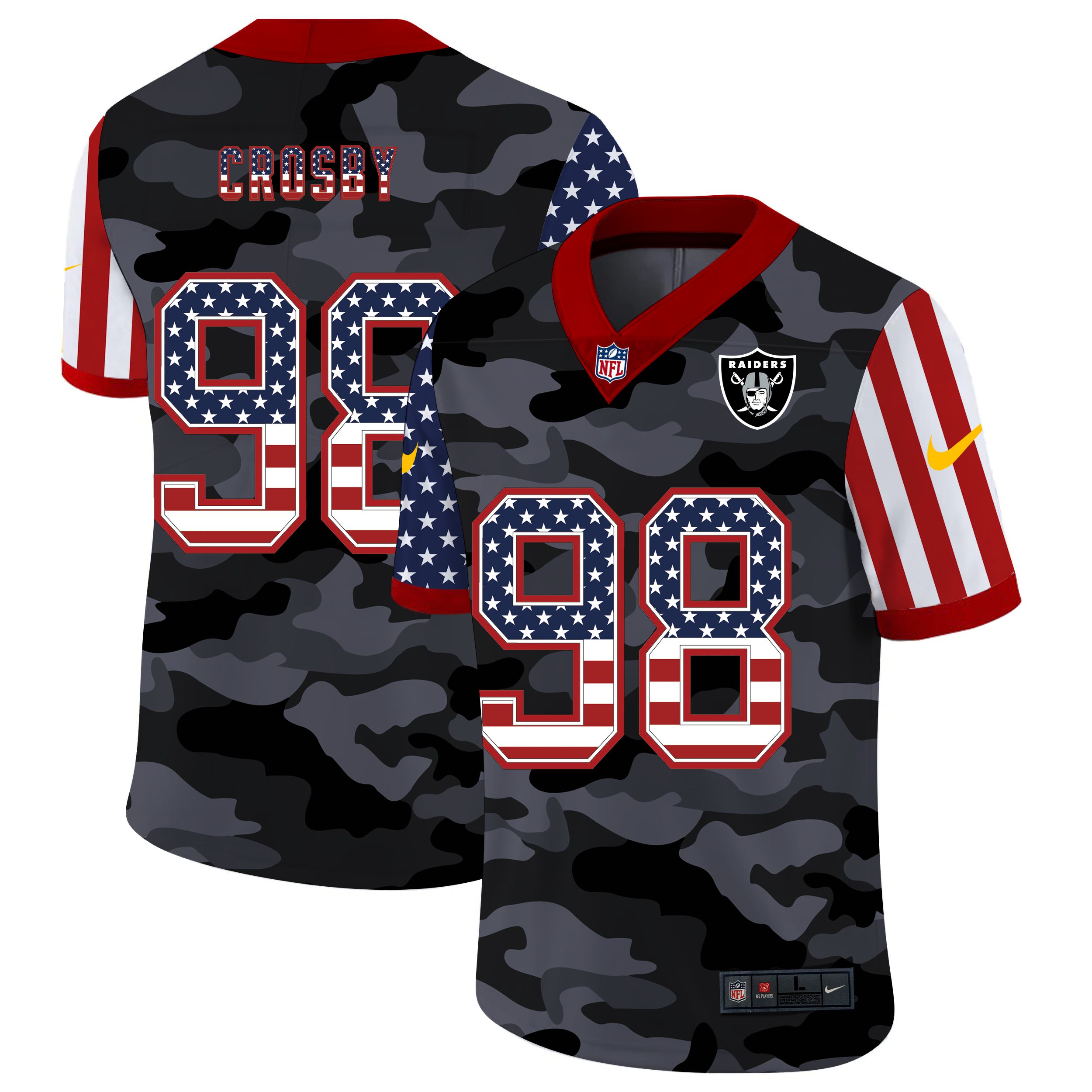 Men Oakland Raiders #98 Crosby 2020 Nike USA Camo Salute to Service Limited NFL Jerseys->oakland raiders->NFL Jersey